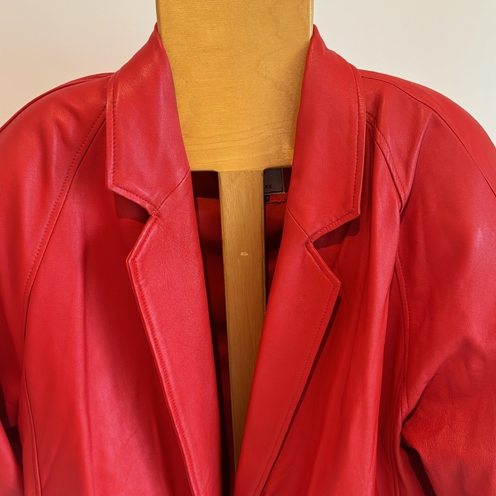 Women's Red Leather Vintage Jacket - Picture 3 of 14